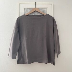 NEW MUJI Drop Shoulder Shirt Blouse Top Medium Gray XS Small 100% Cotton